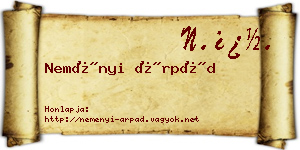 Neményi Árpád névjegykártya
